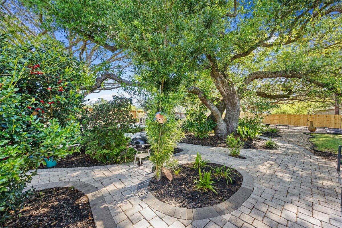 3574 Bob Tolbert Road Navarre, FL 32566 - Photo 57 of 67 a view of a backyard with potted plants and large trees