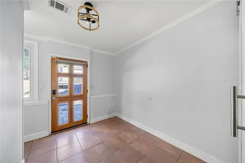 a building outdoor space with patio furniture