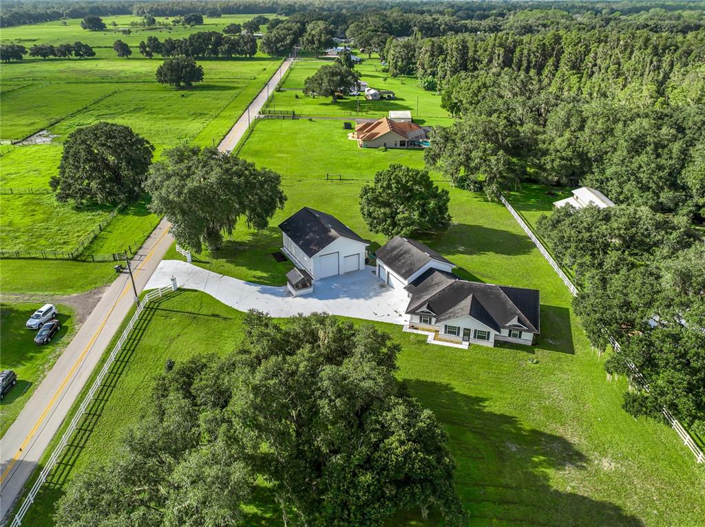 an aerial view of a house