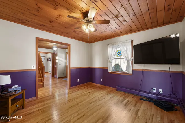 a view of a livingroom with a flat screen tv