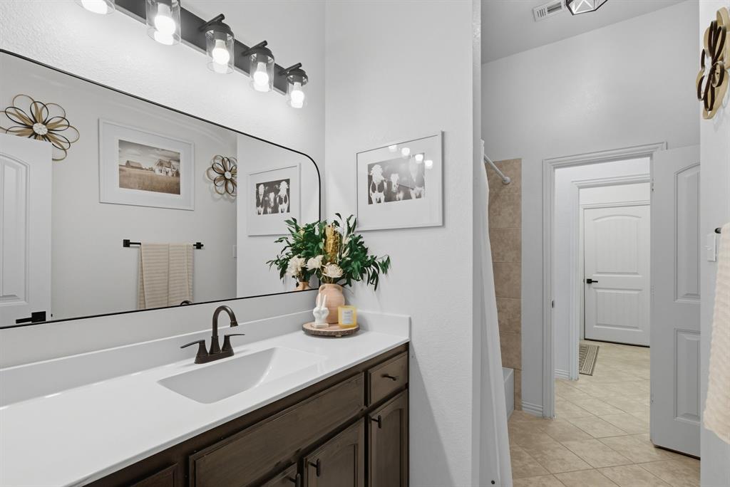 104 Candis Court Springtown, TX 76082 - Photo 23 of 40 a bathroom with a sink and a mirror