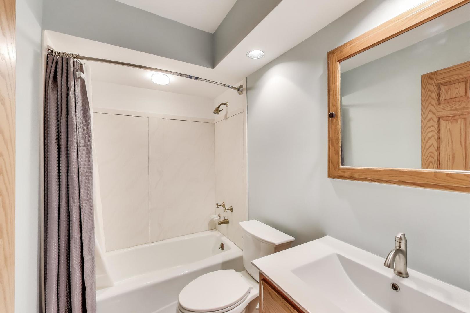 821 South Racine Avenue, Unit D Chicago, IL 60607 - Photo 12 of 14 a bathroom with a bathtub shower sink vanity and toilet