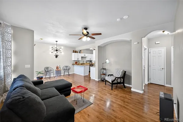 a living room with furniture