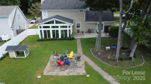 an aerial view of a house