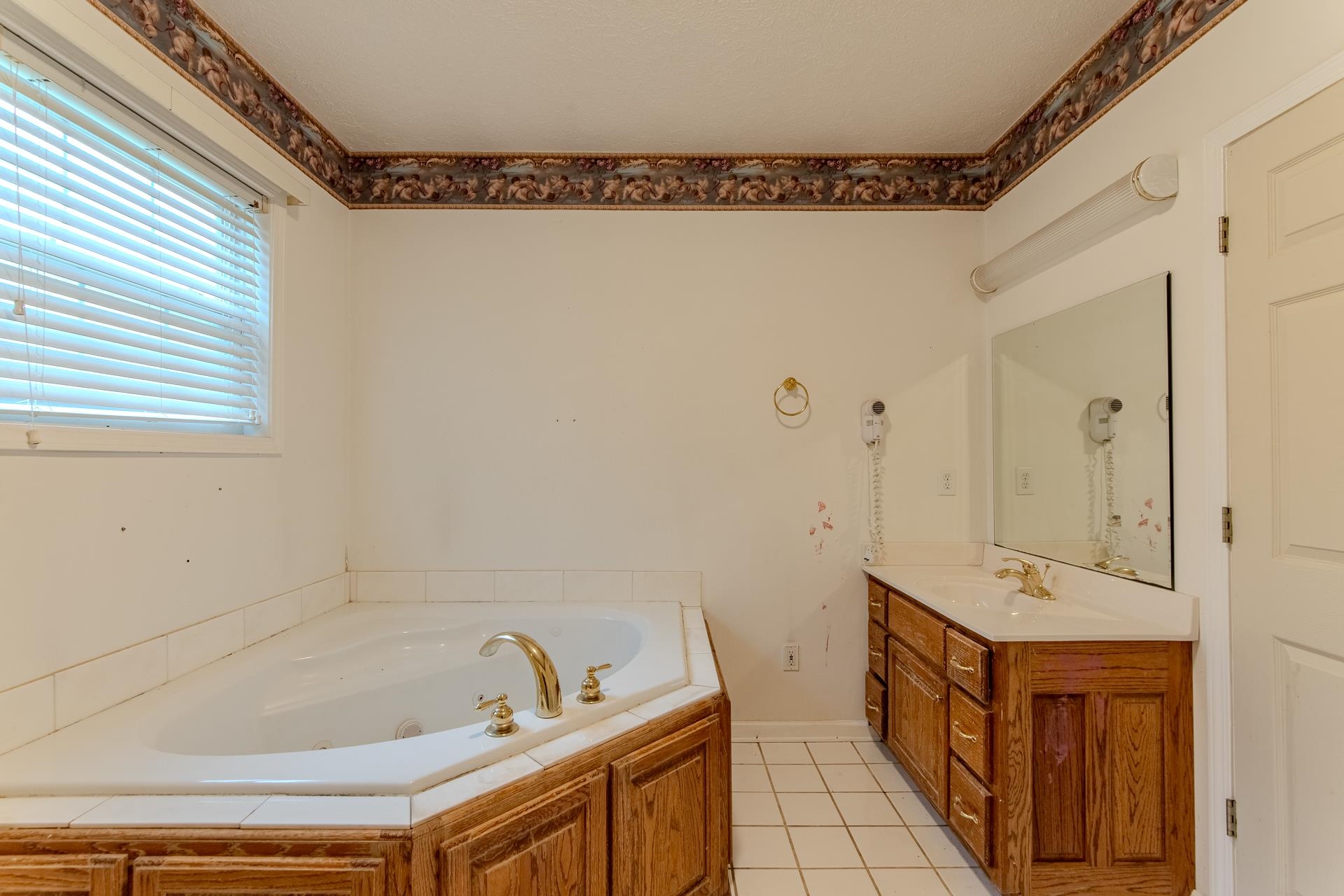 4985 Saltillo Road Saltillo, TN 38370 - Photo 18 of 40 a bathroom with a tub a sink and a mirror