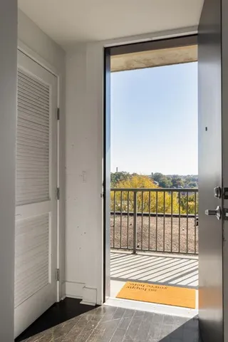 a view of a lake from a window