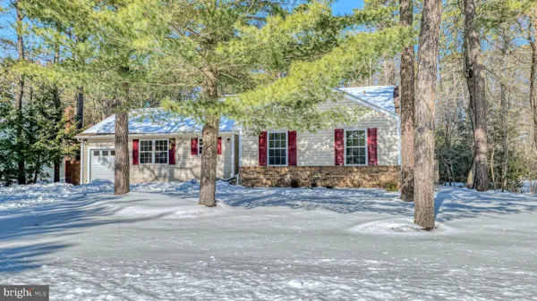 a view of a white house with large tree and wooden fence