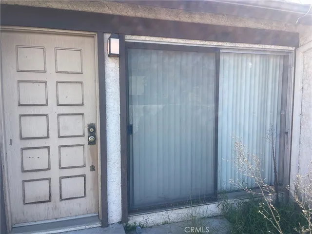 a view of wooden door