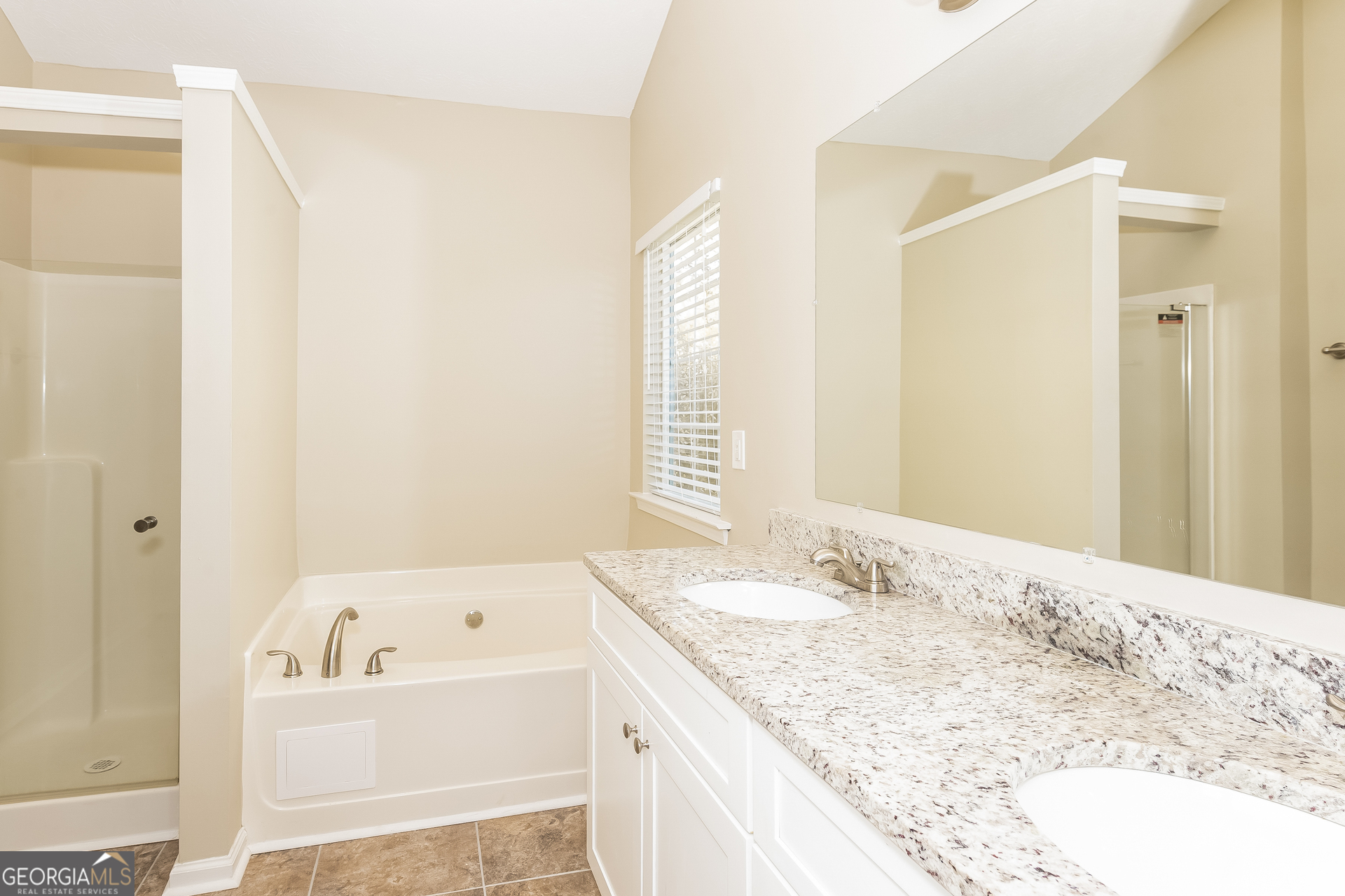 1343 Wimbleton Cove Hampton, GA 30228 - Photo 8 of 17 a bathroom with a granite countertop sink and a bathtub