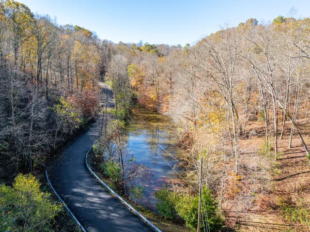 a view of a yard with wooden fence