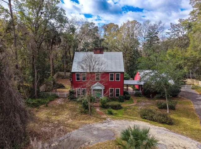 an aerial view of a house