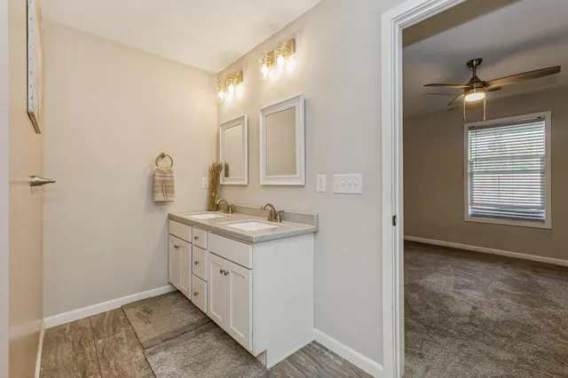 a view of a room with racks on the wall