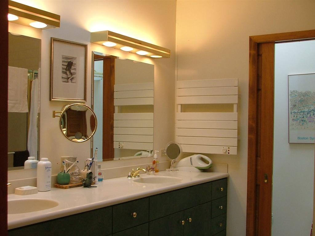 7 Old Tree Farm Road Stockbridge, MA 01266 - Photo 20 of 21 a bathroom with a double vanity sink and a mirror