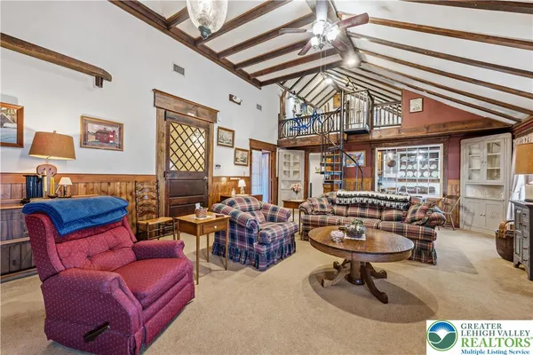 a living room with furniture