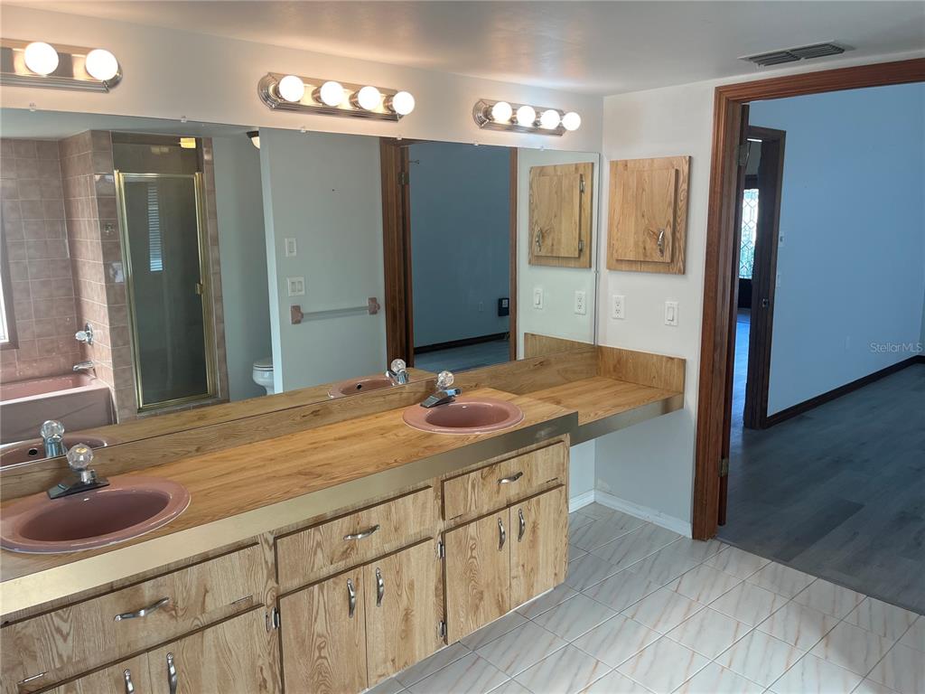 5375 Patricia Place Weeki Wachee, FL 34607 - Photo 29 of 61 a bathroom with a sink double vanity and a mirror