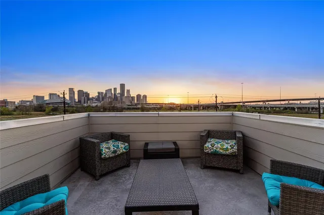 a view of a terrace with a bench