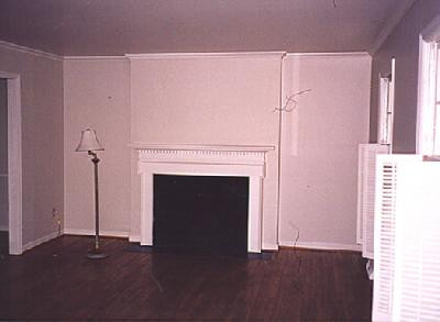 Large Living Room with fireplace, crown