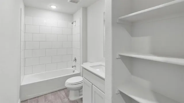 a bathroom with a toilet and a bathtub