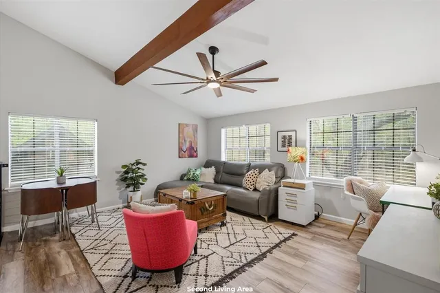 a living room with furniture