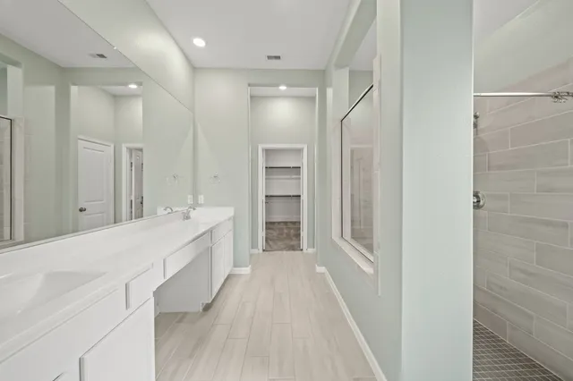 a bathroom with a shower
