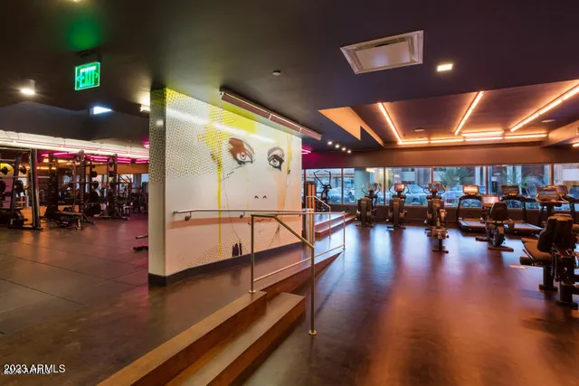 a view of a room with windows