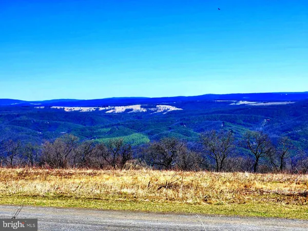 a view of a yard with mountain view