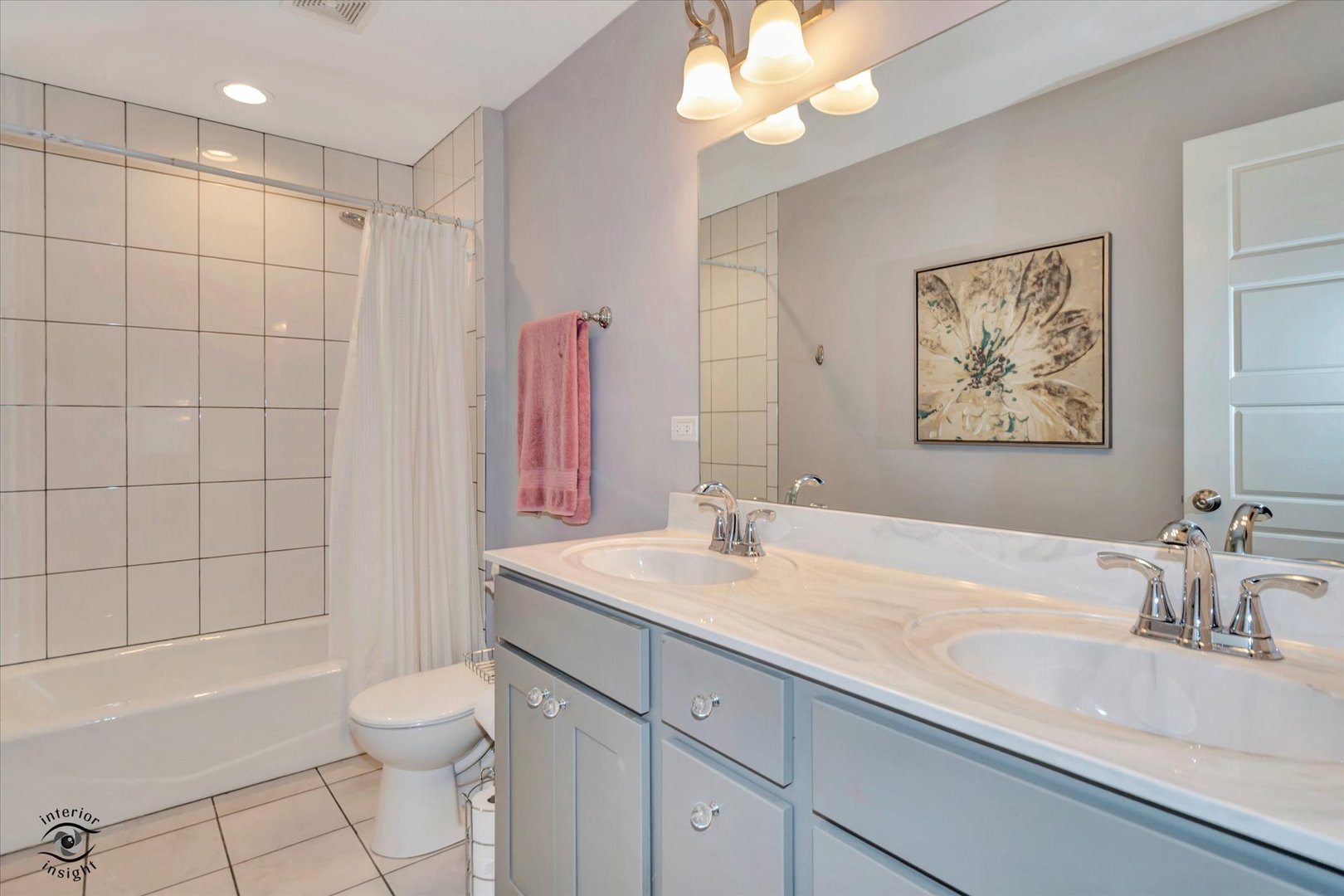 1973 Edgeview Drive New Lenox, IL 60451 - Photo 34 of 39 a bathroom with a sink a toilet a large mirror and shower