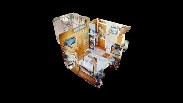 an aerial view of a fireplace