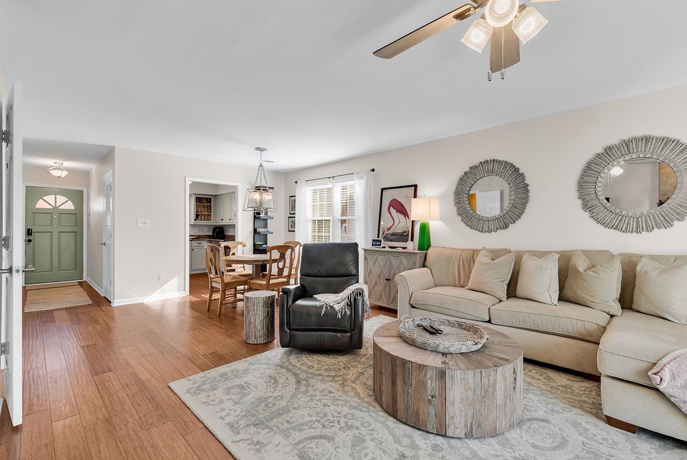 830 44th Avenue North, Unit L1 Myrtle Beach, SC 29577 - Photo 6 of 40 Living room featuring hardwood / wood-style flooring and ceiling fan