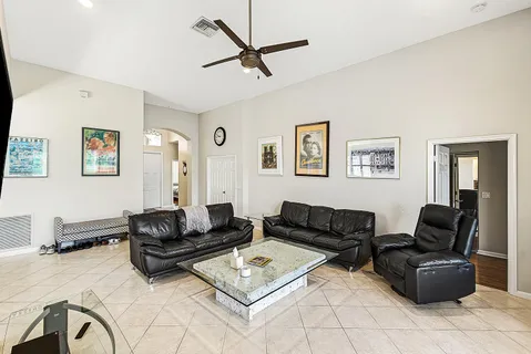 a living room with furniture