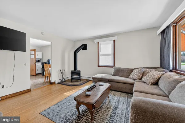 a living room with furniture and a flat screen tv