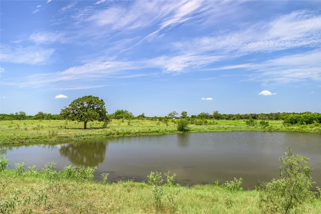 a view of a lake with a city
