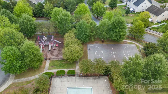 an aerial view of a house