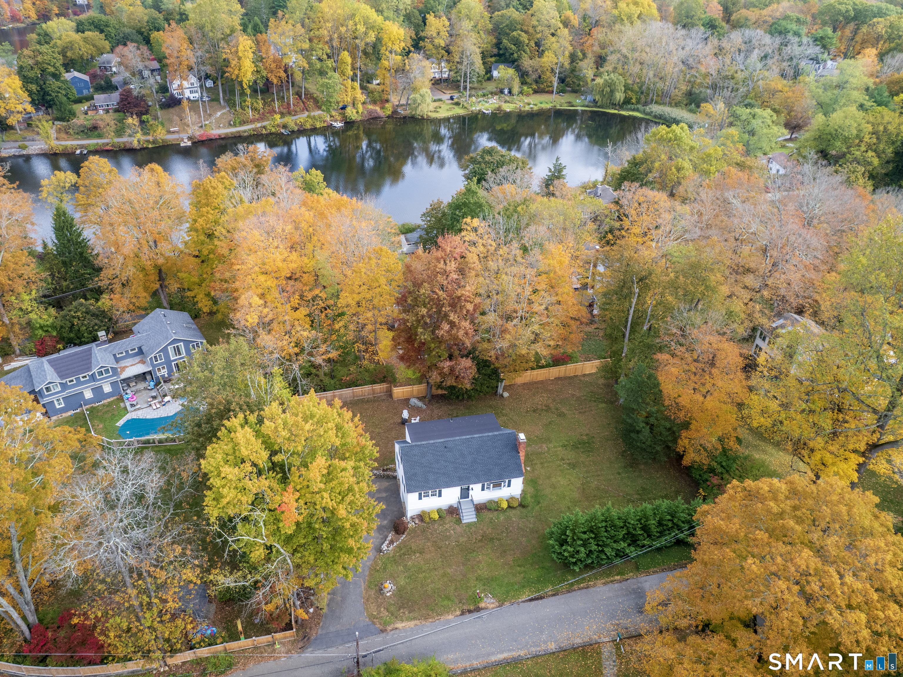 46 Crest Road Ridgefield, CT 06877 - Photo 38 of 41 an aerial view of a house with a lake view
