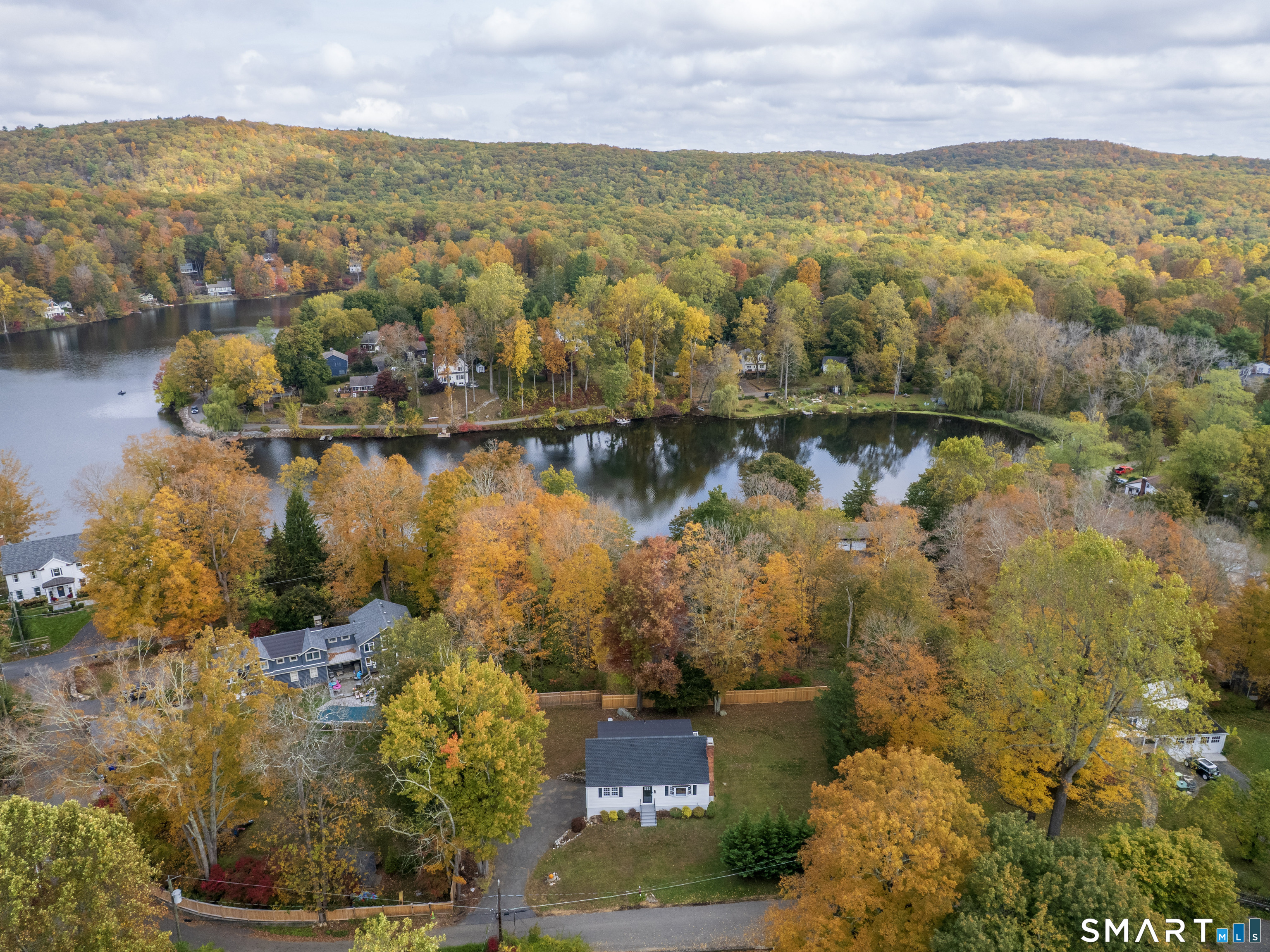 46 Crest Road Ridgefield, CT 06877 - Photo 5 of 41 an aerial view of residential building with outdoor space and lake view