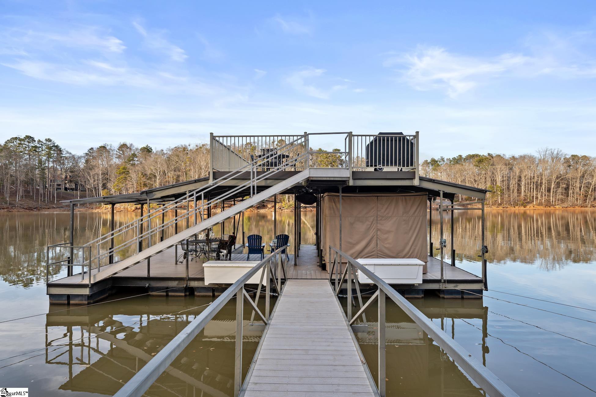 112 P-9-45 Anderson, SC 29625 - Photo 32 of 36 On deep water. 60' gangway, two-level dock with double boat slip, ceiling fan