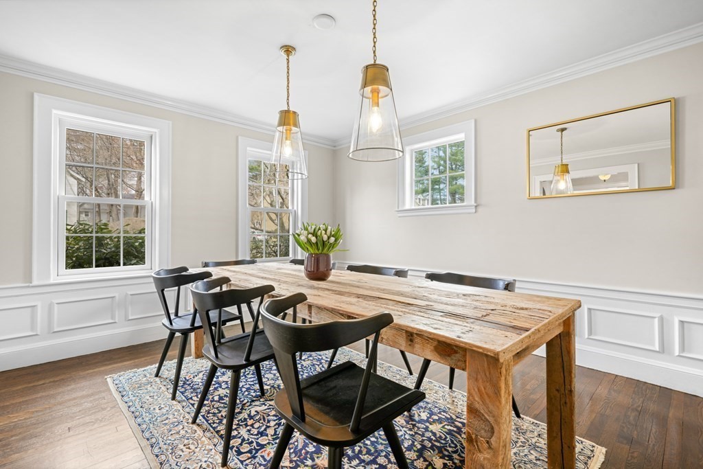 19 Elmwood Road Wellesley, MA 02481 - Photo 10 of 41 a view of a dining room with furniture window and wooden floor