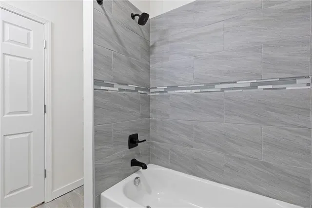 a bathroom with a bathtub