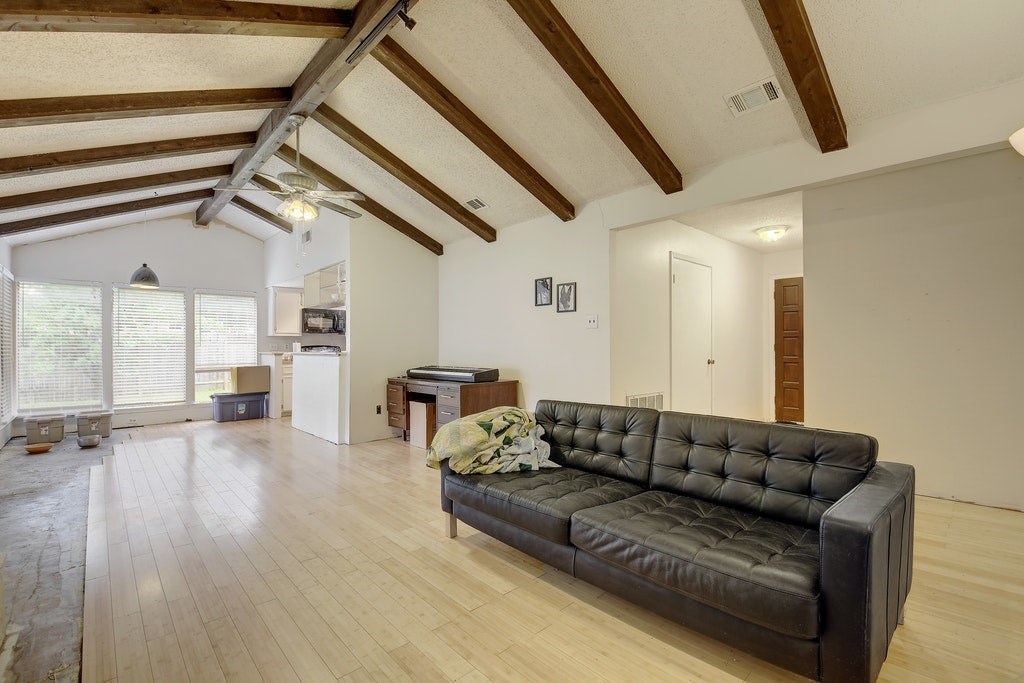 a living room with furniture