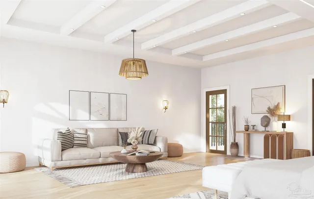 a living room with furniture