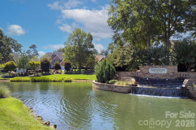 a view of a lake with houses