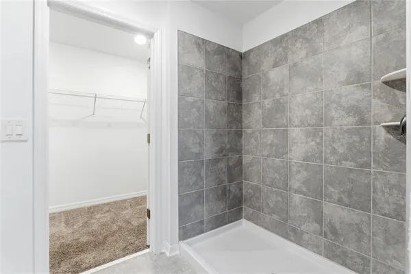 a view of a room with racks on the wall