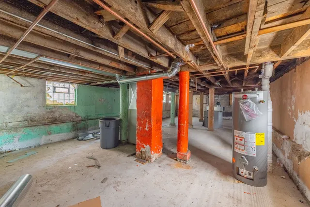 a view of a porch with wooden floor