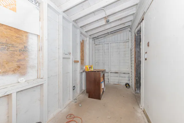 a view of wooden balcony