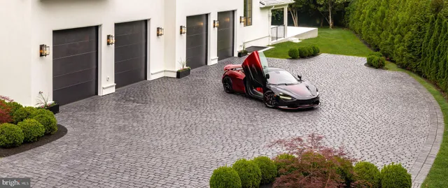a car parked in front of a house