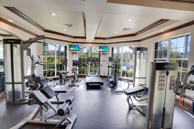 a view of a room with gym equipment