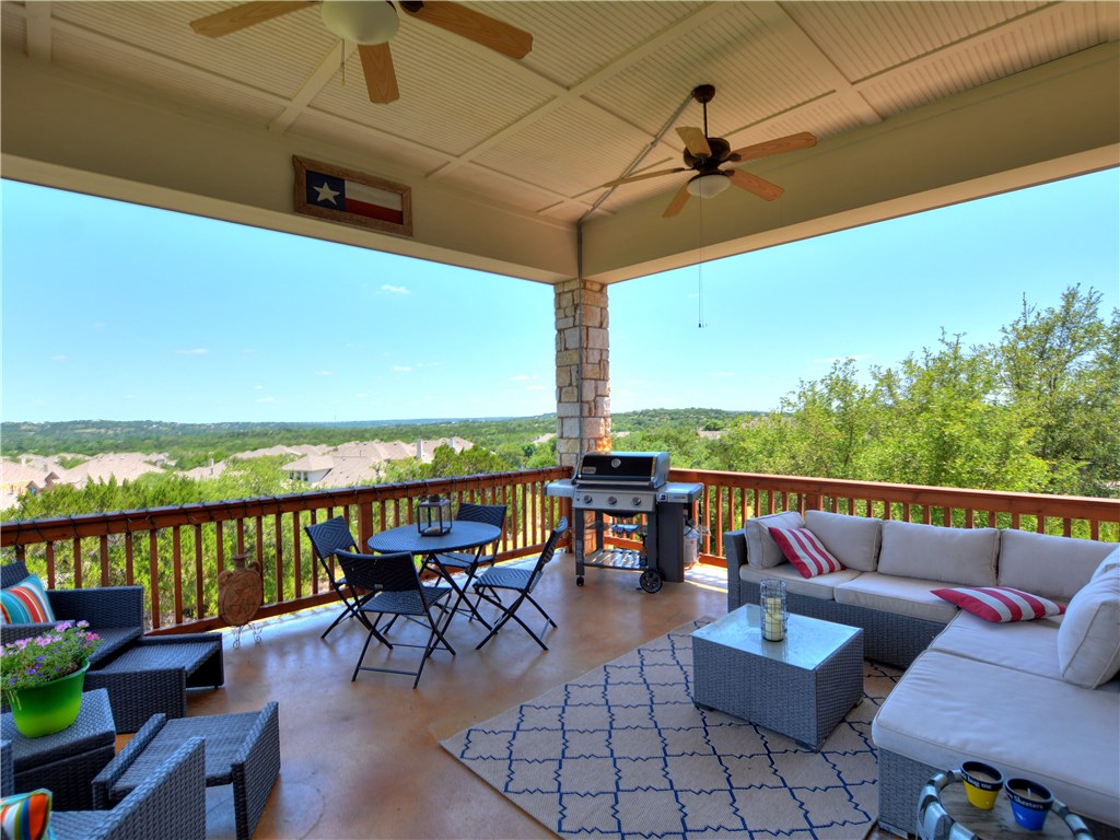 an outdoor view with a sitting space
