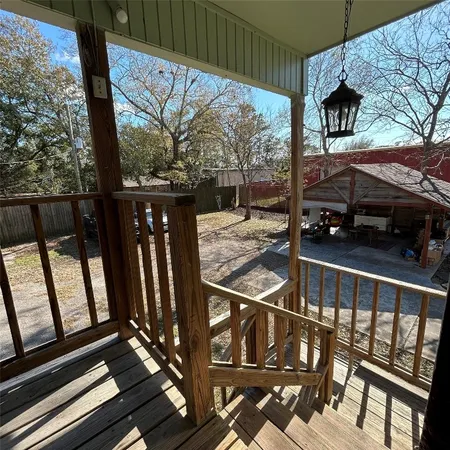 a view of a balcony with an outdoor space