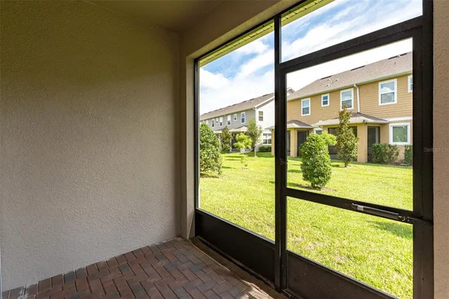 a view of a building from a window