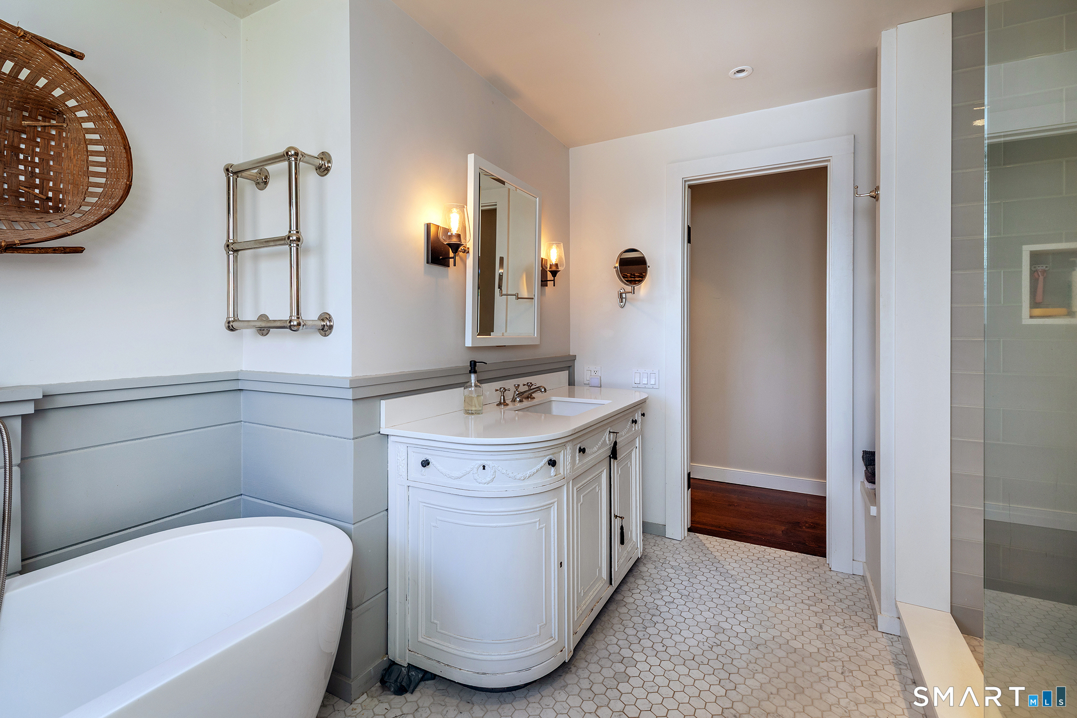 9 Old Paddock Lane Kent, CT 06785 - Photo 22 of 28 a bathroom with a tub sink and mirror